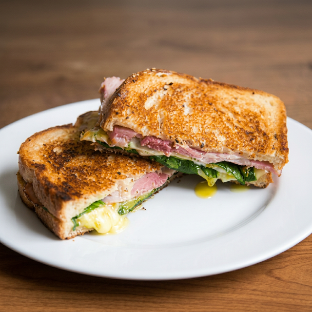 Egg and Meat Sandwich.
